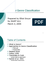 Musical Genre Classification: Prepared by Elliot Sinyor For MUMT 611 March 3, 2005