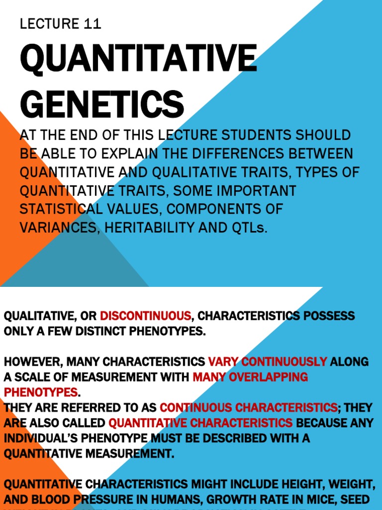 Differences in Quantitative Traits | PDF | Quantitative Trait Locus ...