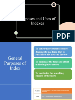 Purposes and Uses of Indexes