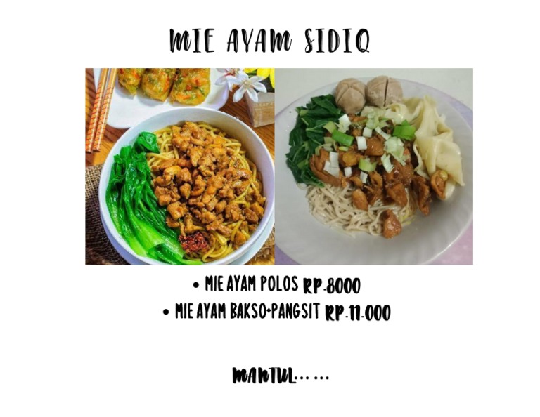 Mie Ayam Polos - Mie Ayam Bakso+Pangsit | PDF