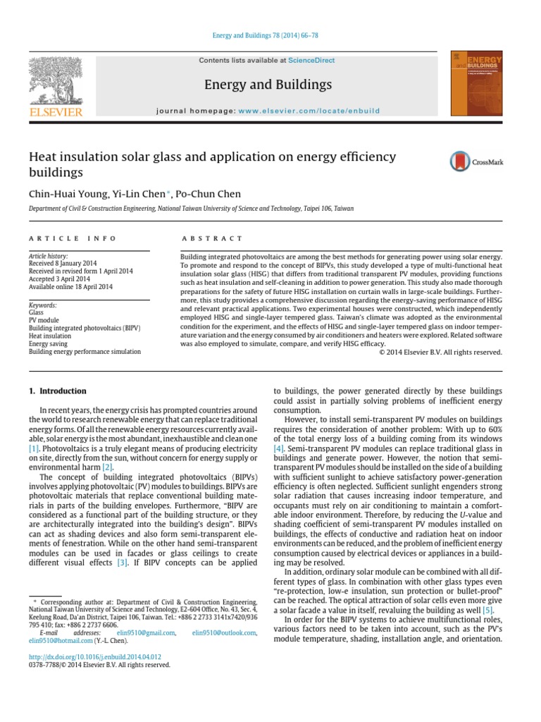Heat Insulation Solar Glass and Application On Energy Efficiency