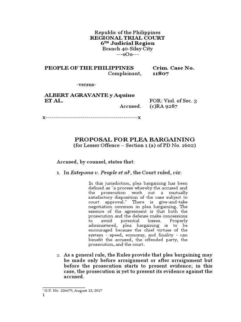 Proposal For Plea Bargaining | PDF | Plea Bargain | Plea