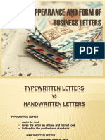 Appearance and Form of Business Letters