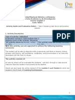 Activities Guide and Evaluation Rubric - Unit 2 - Task 4 - Speaking Task Forum and Practice Session.