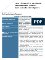 Examen - (AAB01) Cuestionario 1 - Desarrolle El Cuestionario en Línea Sobre Pedagogía General, Didáctica General, Planificación Curricular e Investigación Educativa