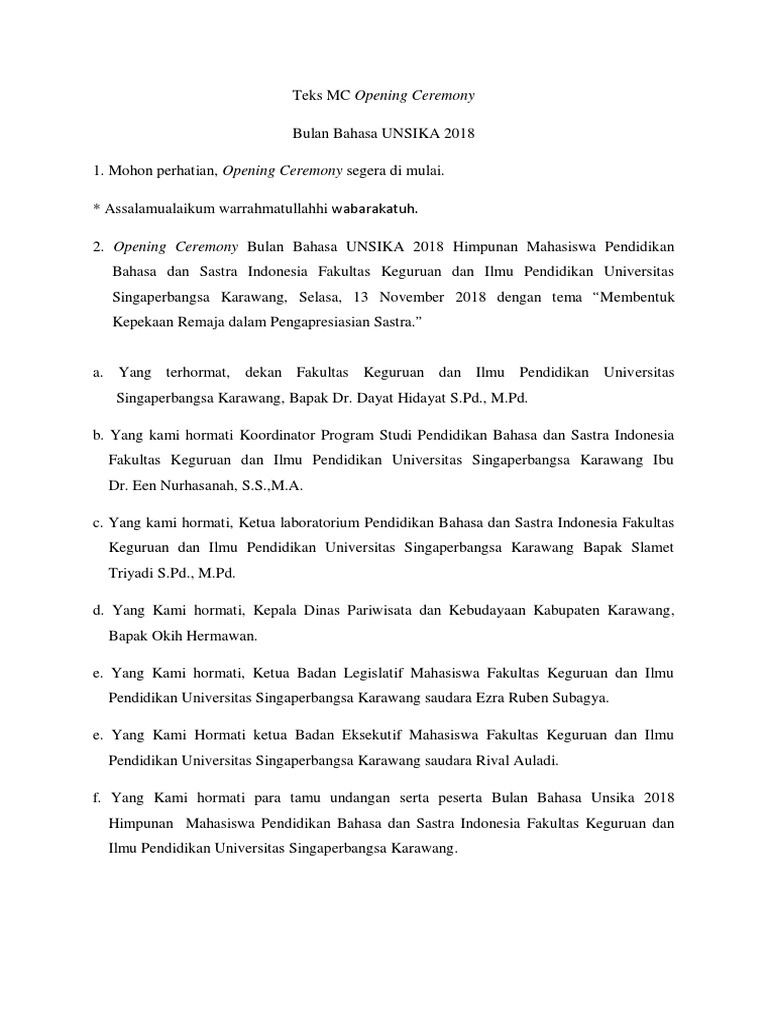 Teks Opening Ceremony Acara Bulan Bahasa Pdf