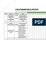 Cronograma de Actividades para El Proyecto