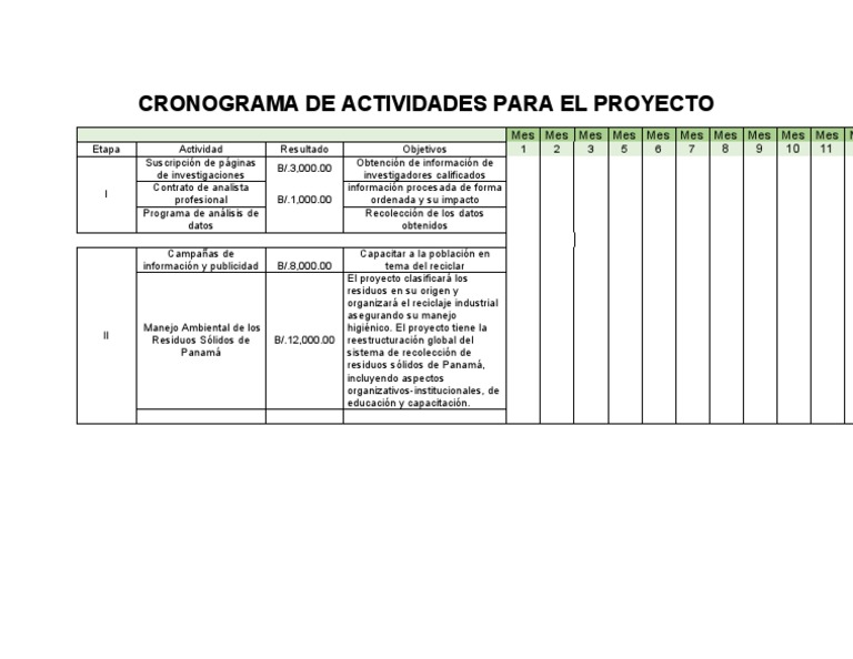 Cronograma de Actividades para El Proyecto | PDF | Negocios | Arte