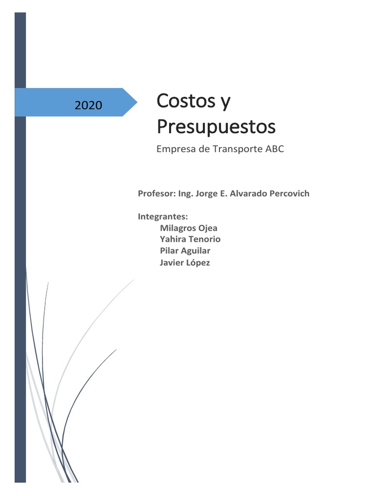 Costo y Presupuestos de La Empresa de Transporte | PDF | Presupuesto ...