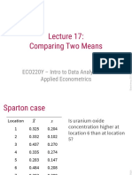 Comparing Two Means: ECO220Y - Intro To Data Analysis and Applied Econometrics