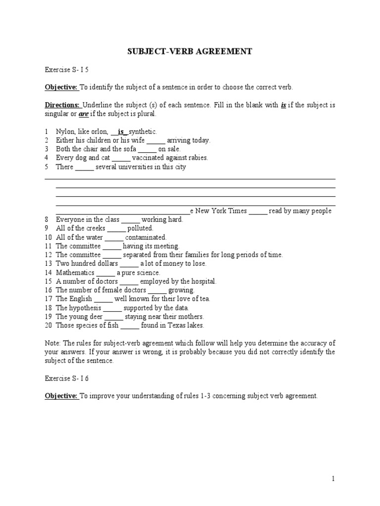 Subject Verb Agreement | PDF | Plural | Grammatical Number