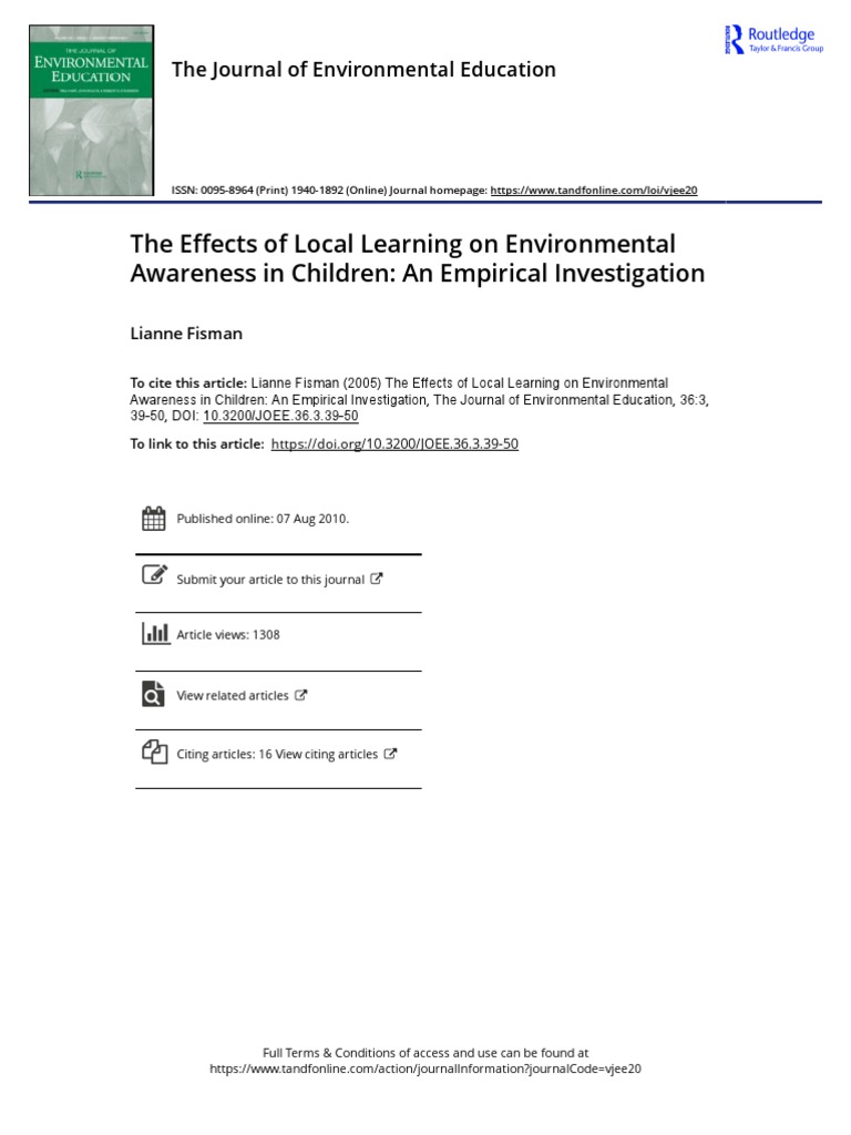 Local Learning's Impact on Kids' Ecology | PDF | Socioeconomic Status ...