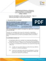 Guia de Actividades y Rúbrica de Evaluación - Fase 4 - Informe Psicológico y Toma de Decisiones