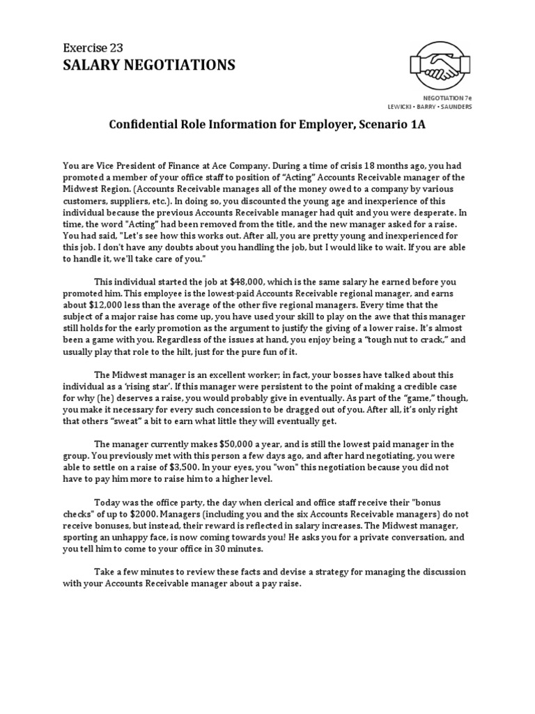 Confidential Salary Neg. Employer1A PDF Salary Business