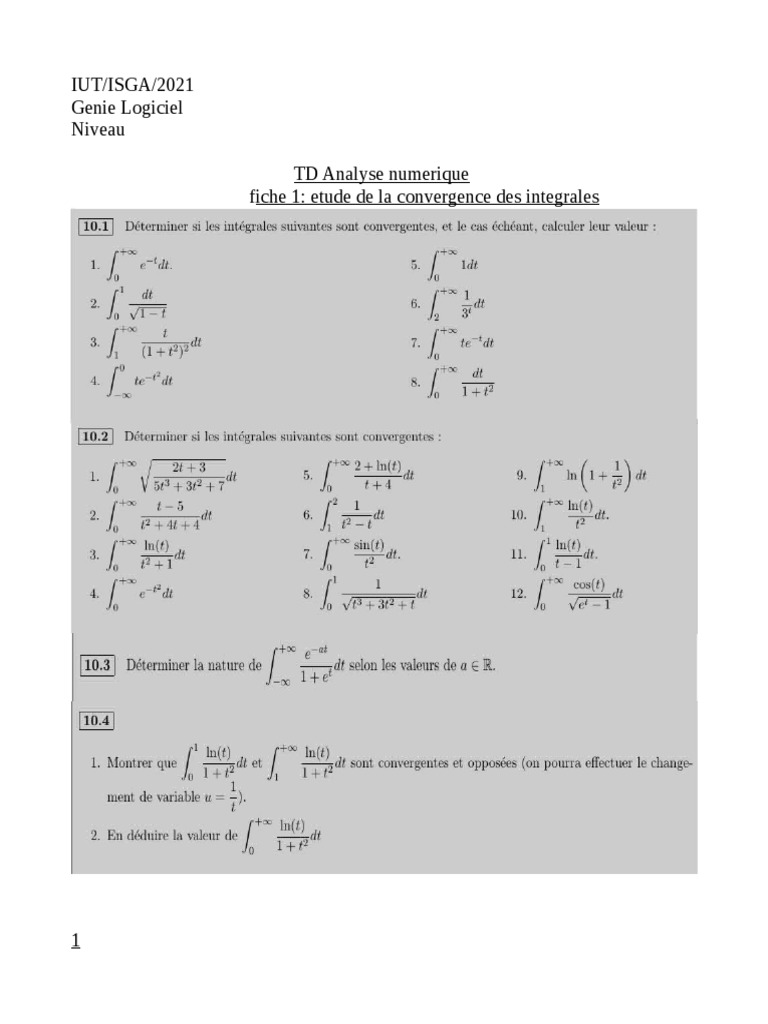 Fiche Integrale Impropre | PDF | Ordinateurs
