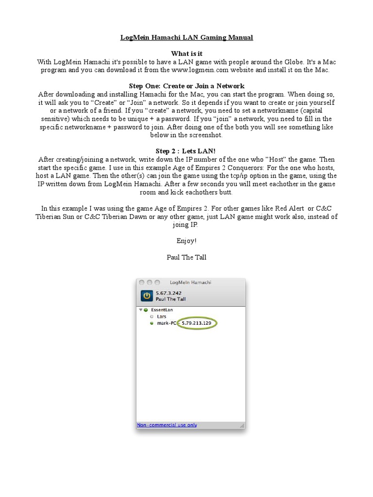 Hamachi LAN Gaming Manual PDF