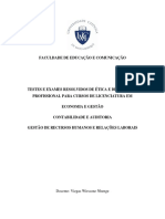 Testes e exames resolvidos de ética e dentologia para cursos de licenciatura