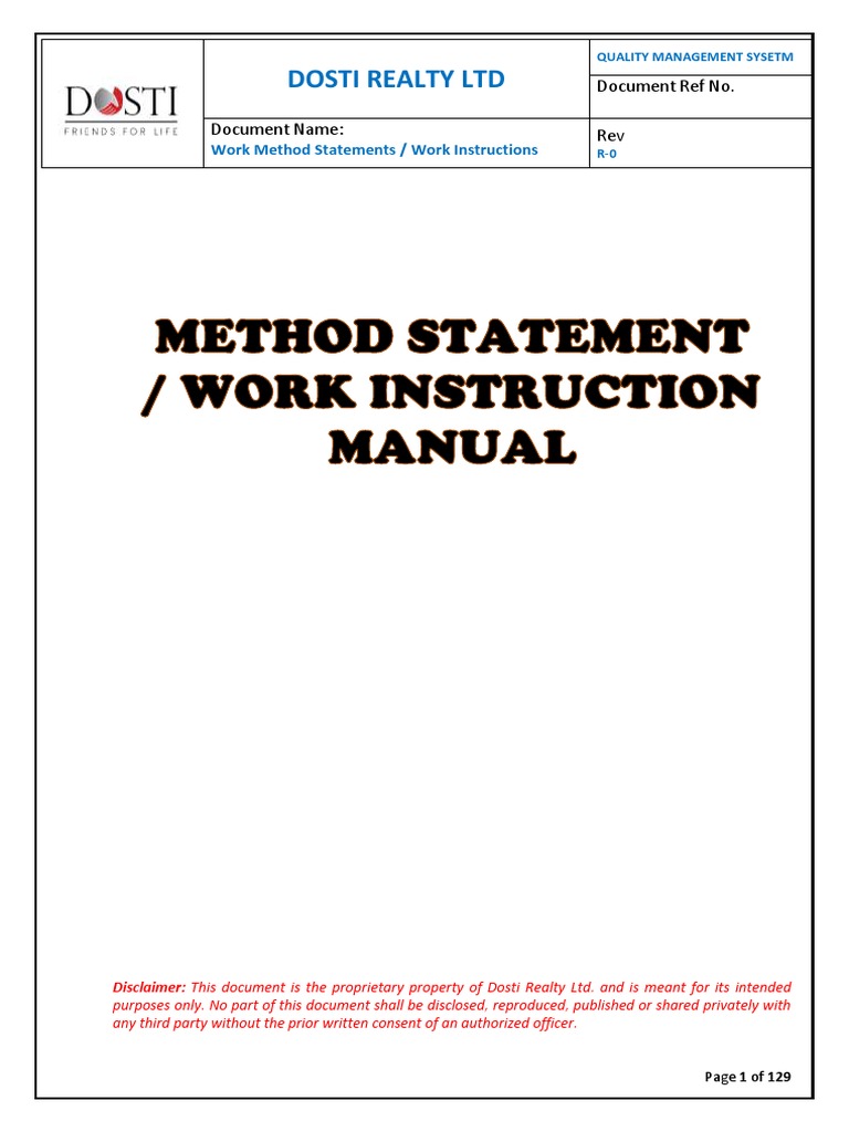 Work Method Statements for Construction | PDF | Surveying | Road