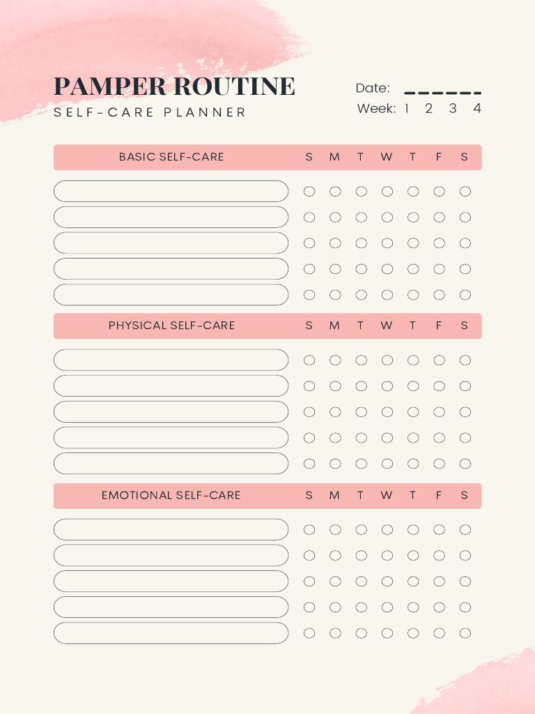 Pamper Routine: Self-Care Planner | PDF | Human Nature | Psychological ...