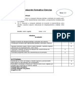 Evaluación Formativa Ciencias