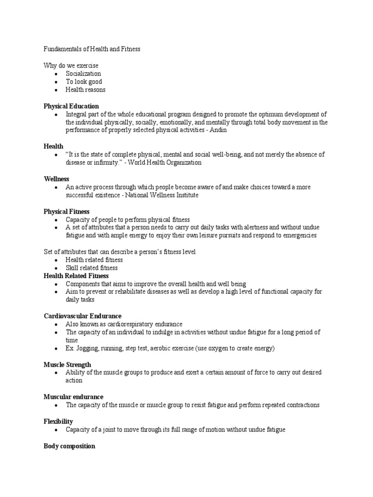 PE Notes | PDF | Stress (Biology) | Physical Fitness