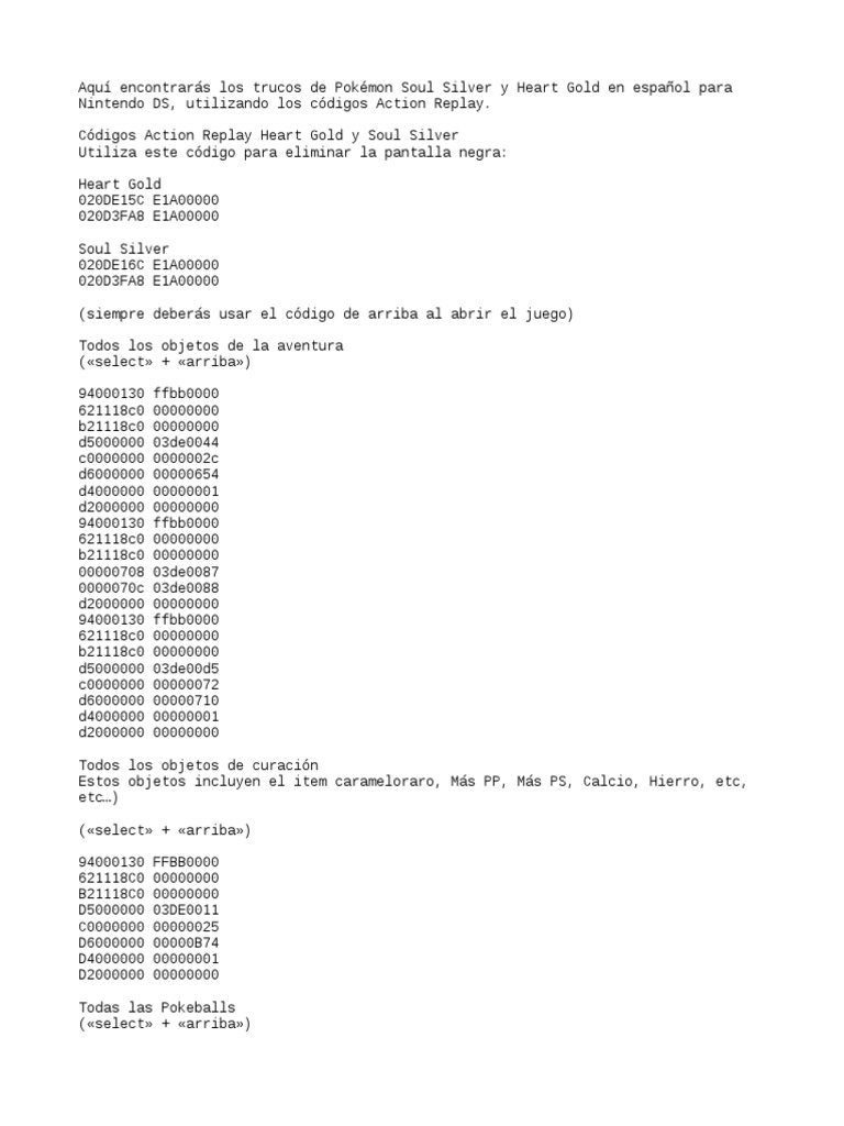 Códigos e cheats de Pokémon Soul Silver e Heart Gold – Tecnoblog