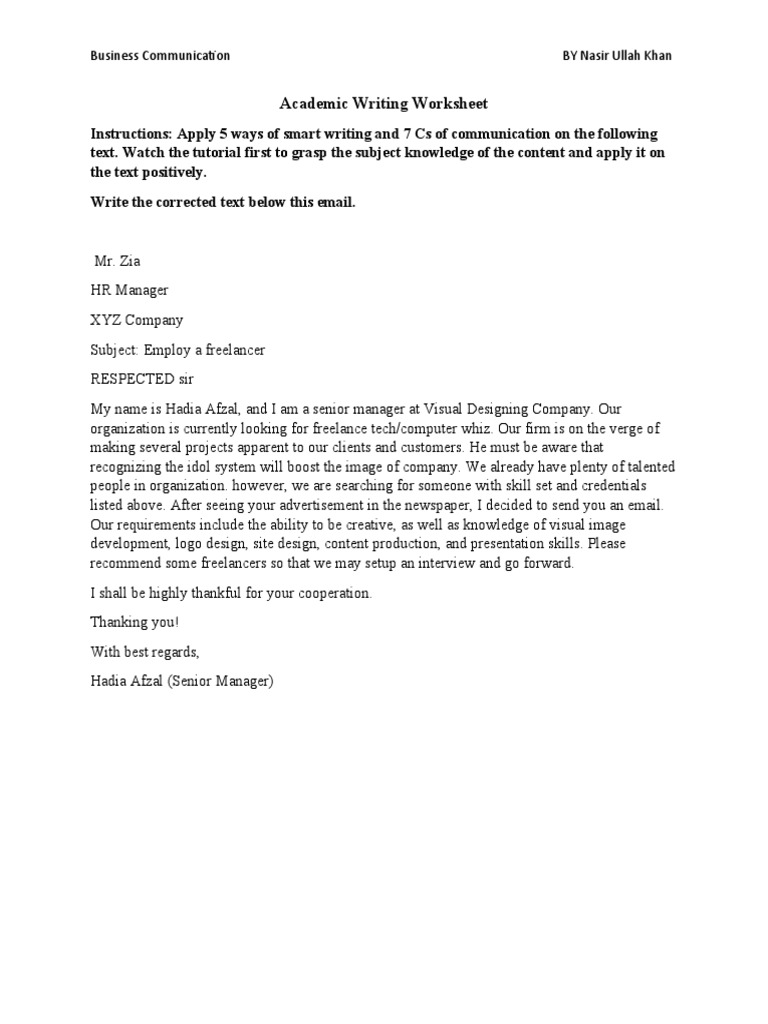 Academic Writing Worksheet | PDF