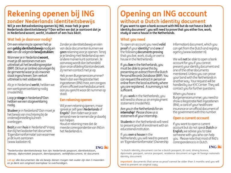 Brochure - Opening An ING Account - tcm162-167165 | PDF