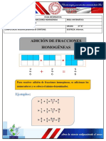 Ficha Adición y Sustracción de Fracciones Homogéneas