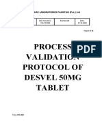 Process Validation Protocol of Desvel 50Mg Tablet: Medisure Laboratories Pakistan (PVT.) LTD