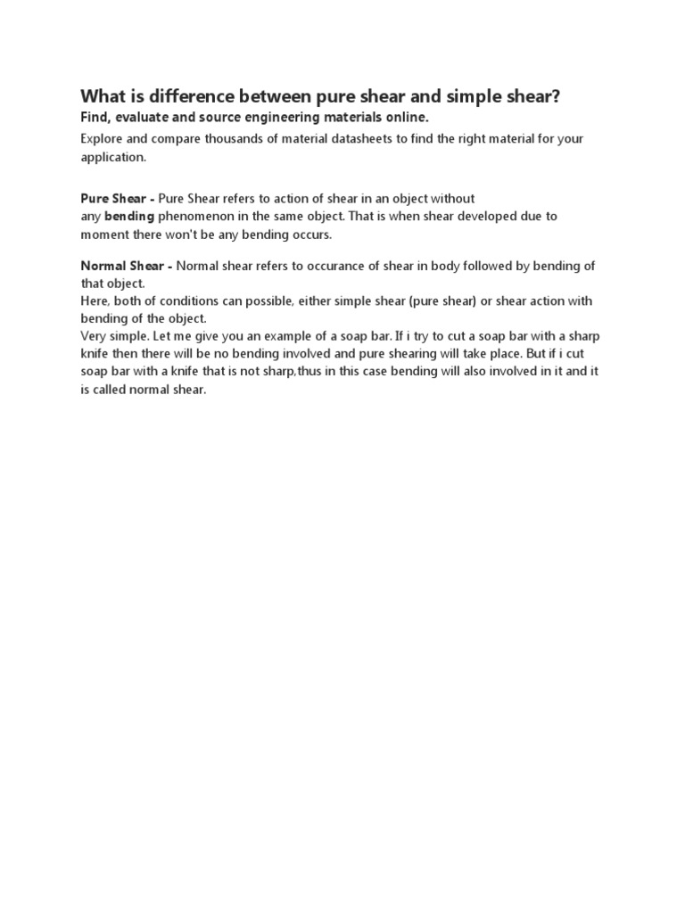 What Is Difference Between Pure Shear and Simple Shear | PDF