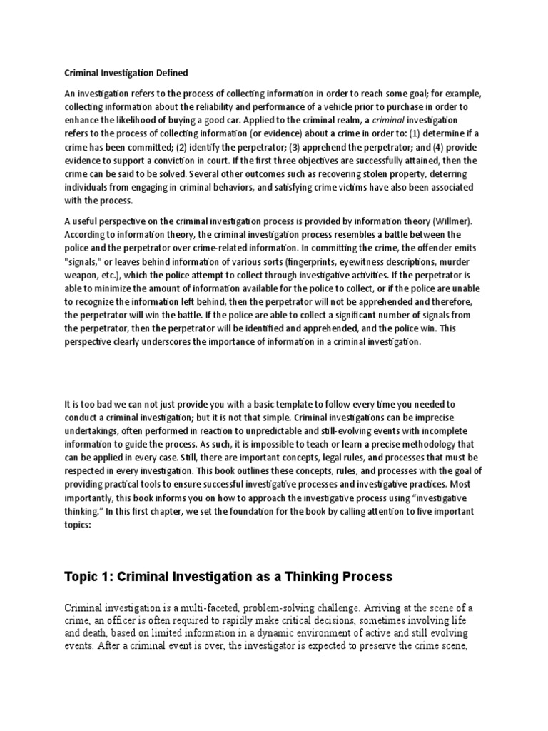 Criminal Investigation Defined | PDF | Forensic Science | Police