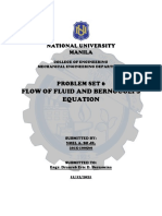 Flow of Fluid and Bernouoli'S Equation: Problem Set 6