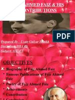 Faiz Ahmed Faiz & His Contributions: Prepared By: Uzair Gulzar Shaikh Discipline: BBA (2) Subject: O.C.P.S