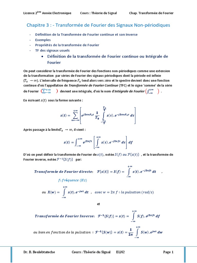 Transformée de Fourier Des Signaux Non-Périodiques | PDF ...