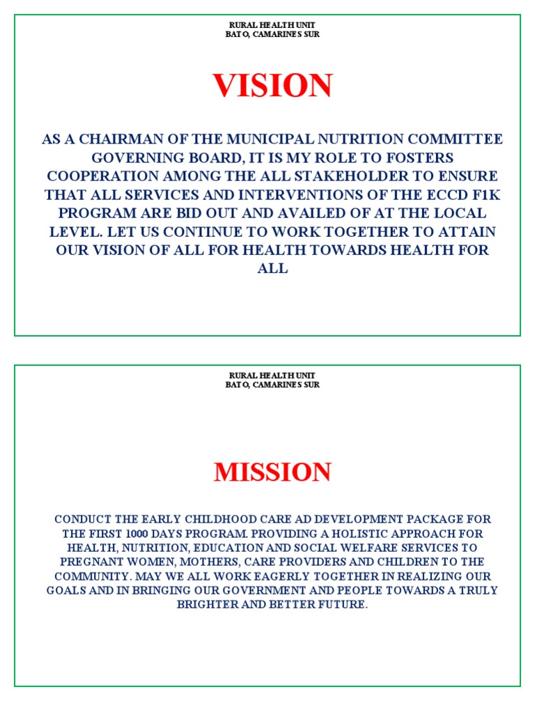 Vision: Rural Health Unit Bato, Camarines Sur | PDF