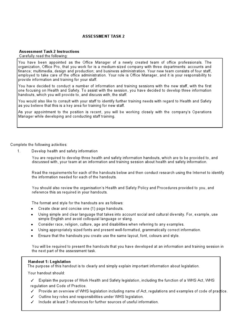 Assessment Task 2 | PDF | Occupational Safety And Health | Safety