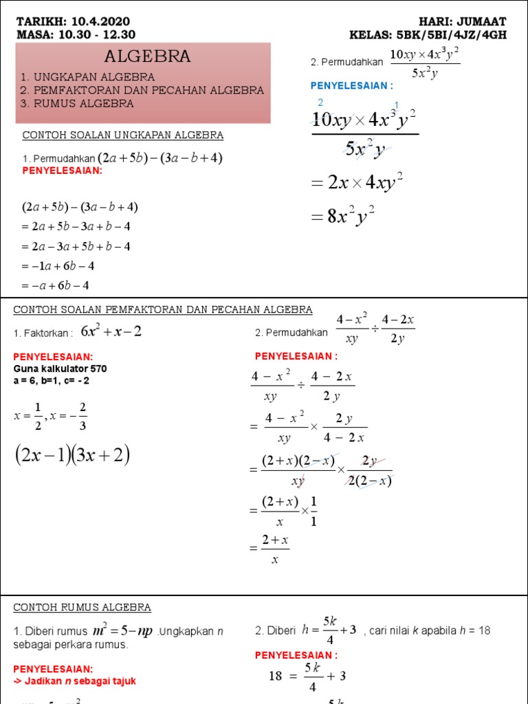 Ulangkaji Algebra | PDF