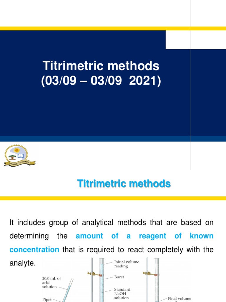 Introduction To Titrimetric Analysis PDF Chemistry Titration