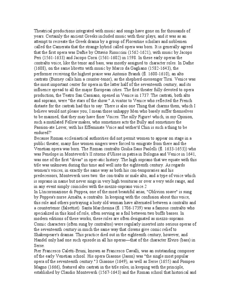 Evolution of Opera and Vocal Roles | PDF | Opera | Classical Music