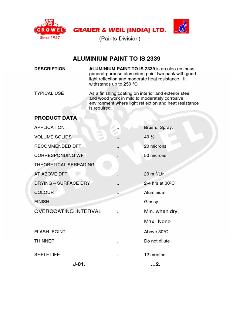 Aluminium Paint Is 2339 | PDF | Paint | Materials
