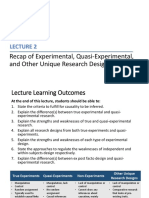 Lecture 2: Recap of Experimental, Quasi-Experimental, and Other Unique Research Designs