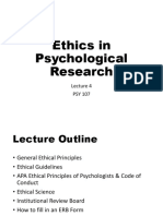 Lecture 4: Ethics in Psychological Research