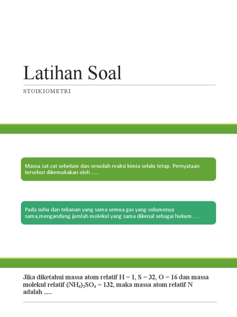 Latihan Soal Stoikiometri | PDF | Metode & Bahan Ajar | Sains & Matematika