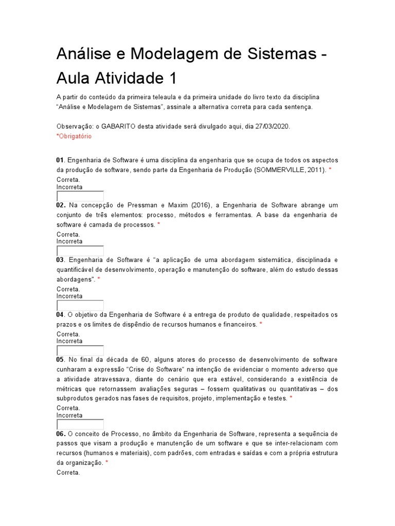 Análise e Modelagem de Sistemas | PDF | Engenharia de Software ...