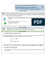 Revisão de sistemas de equações do 1° grau