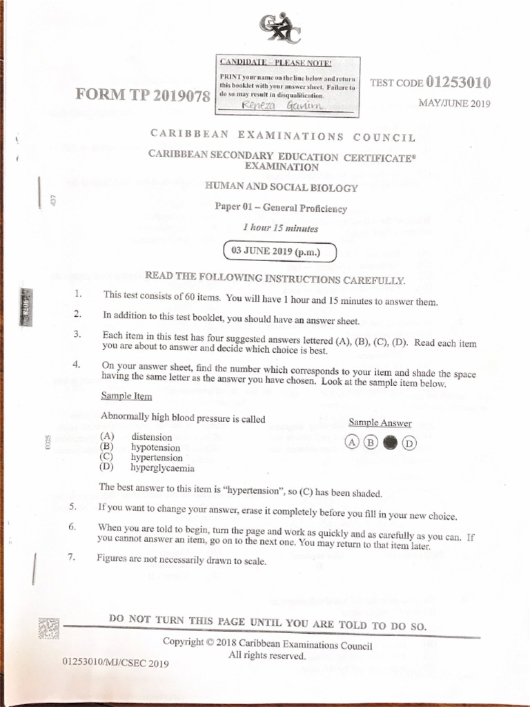 HSB 2019 With Answers | PDF