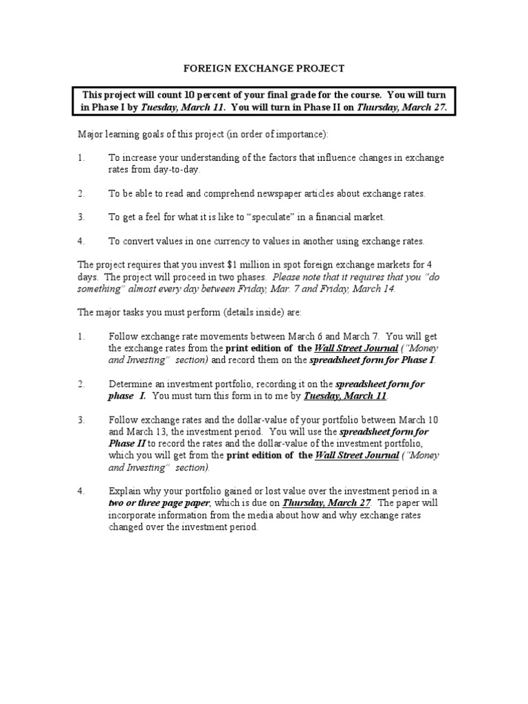 Foreign Exchange Project Guidelines | PDF | Finance & Money Management