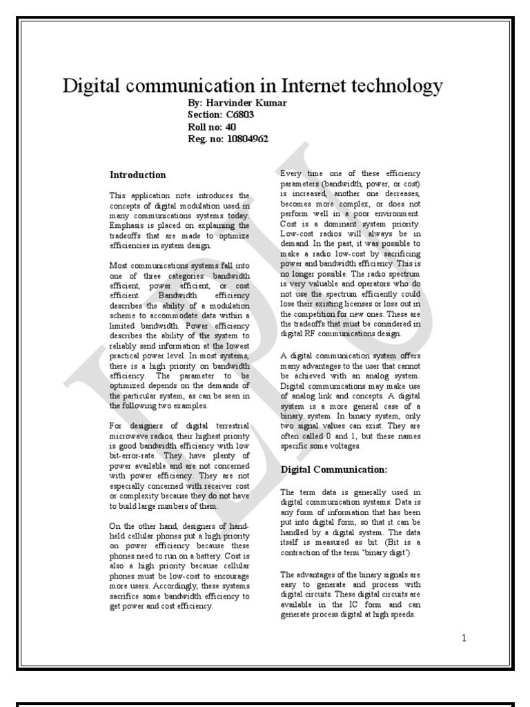 Digital Communication in Internet Tech | PDF | Internet Protocol Suite ...
