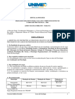 Processo Seletivo para Vaga Docente em Psicologia no CTESOP